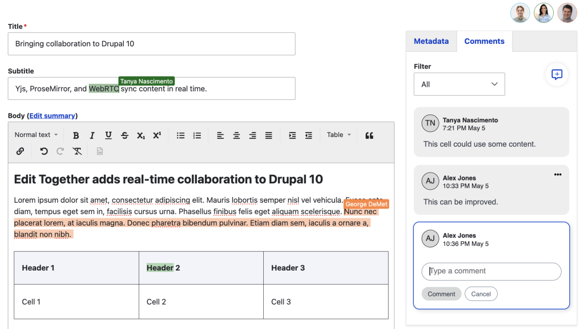 Introducing EditTogether, collaborative Drupal editing