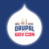 DrupalGovCon logo. The words "Drupal Gov Con" inside a white drop with images of Washington DC landmarks.