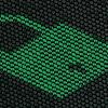 A green padlock made of pixelated blocks on a dark, textured background, symbolizing digital security or privacy